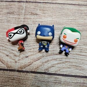 Dc comics batman, harley quinn, joker mini funko pops